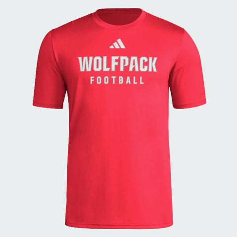 NC State Wolfpack Adidas 2025 Red Football Pre-Game Performance T-Shirt