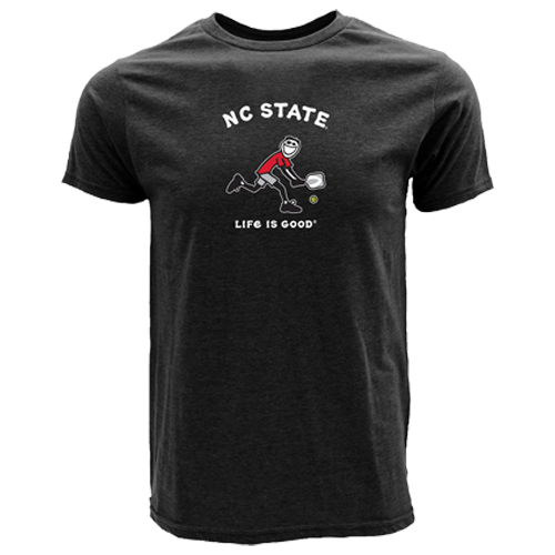 NC State Wolfpack Heathered Black Life is Good Jake Pickleball T-Shirt
