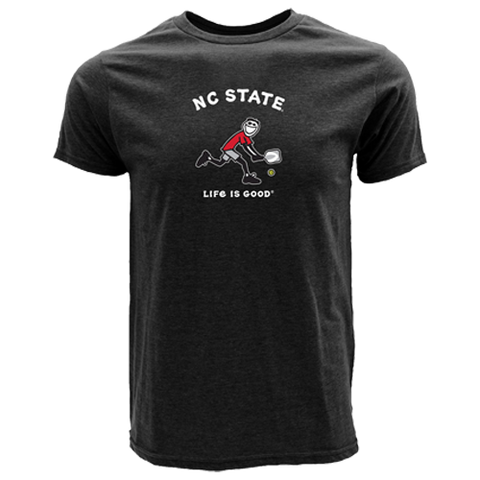 NC State Wolfpack Heathered Black Life is Good Jake Pickleball T-Shirt