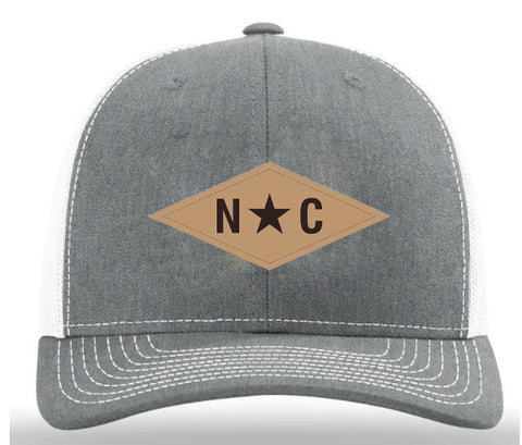 Heather Grey and White Diamond North Carolina Adjustable Mesh Hat