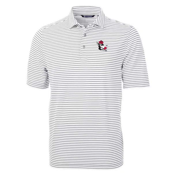 NC State Wolfpack Virtue Eco Pique Stripe Slobbering Wolf Polo
