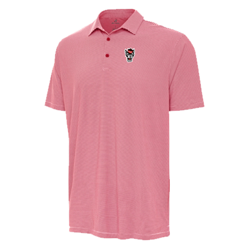 NC State Wolfpack Antigua Red and White Stripe Wolfhead Polo