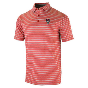 NC State Wolfpack Columbia Red and White Striped Post Round Polo
