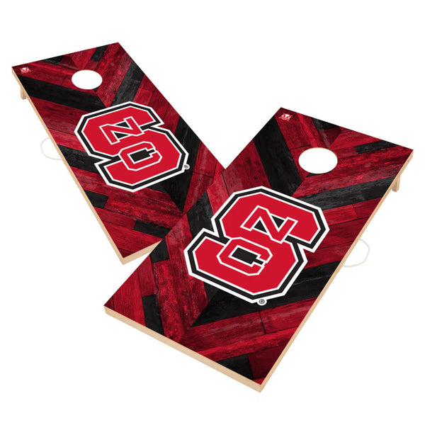 NC State Wolfpack 2'x4' Block S Herringbone Design Cornhole Boards
