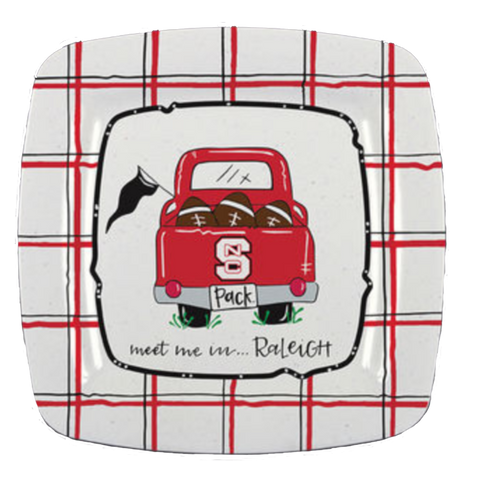 NC State Wolfpack Red Truck "Meet Me In Raleigh" Square Melamine Plate