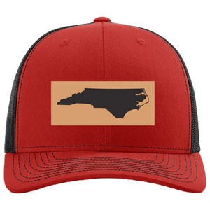 Red and Black State of North Carolina Rectangle Outline Adjustable Mesh Hat