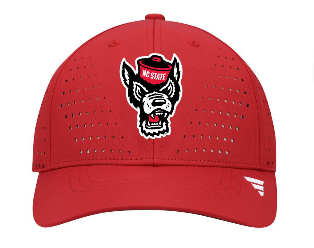 NC State Wolfpack Adidas Red Wolfhead Structured Laser Performance Adjustable Hat