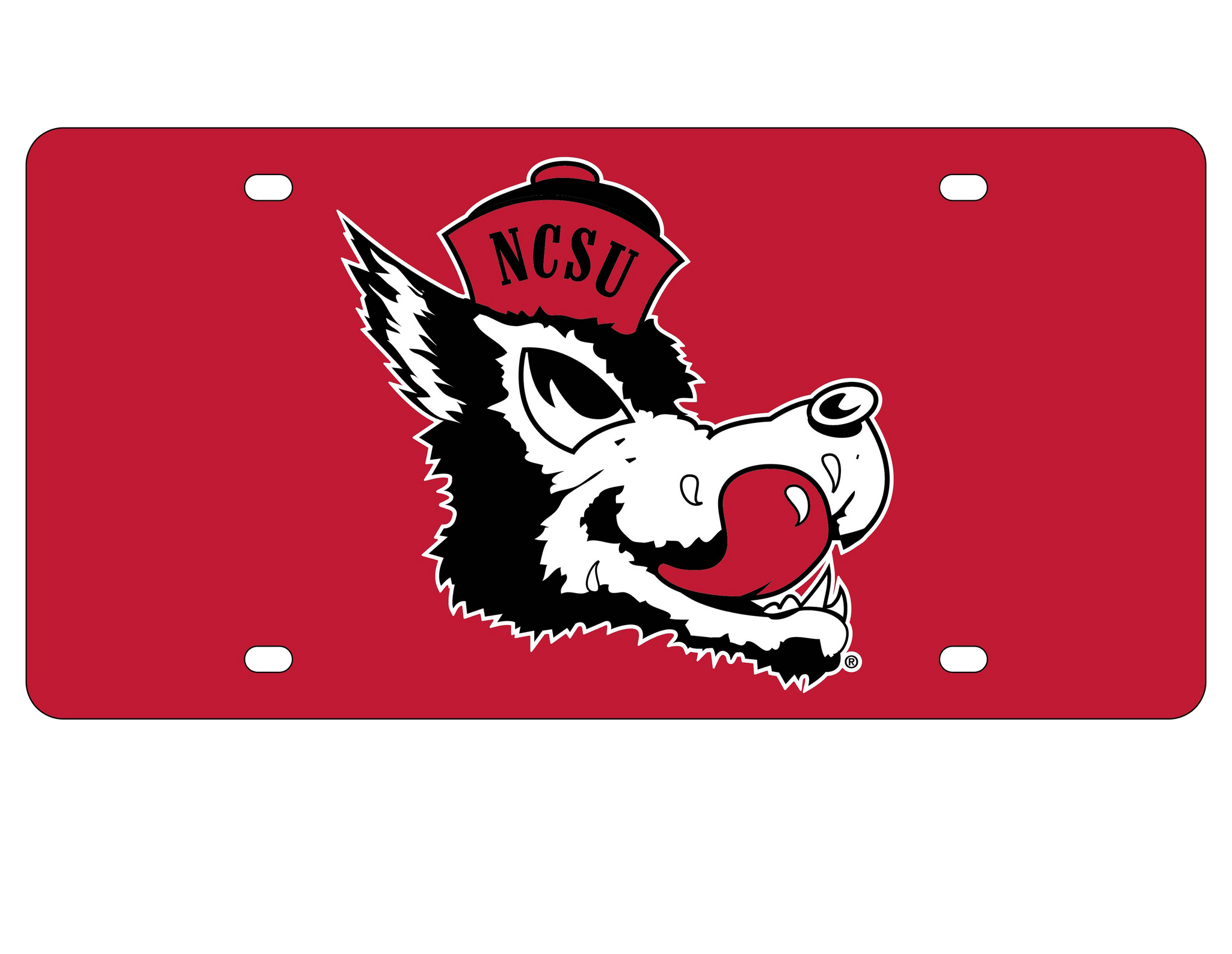NC State Wolfpack Wincraft Red Slobbering Wolf Laser Cut License Plate