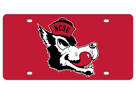 NC State Wolfpack Red Slobbering Wolf Laser Cut License Plate