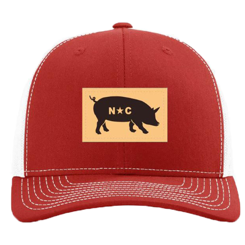 Red and White North Carolina Pig Adjustable Mesh Hat