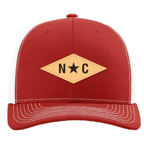 Red and White Diamond North Carolina Adjustable Mesh Hat