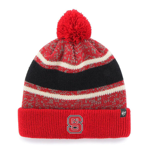 NC State Wolfpack 47 Brand Red Block S Fairfax Knit Cuffed Beanie w/ Pom