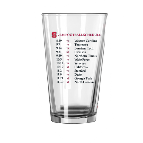 NC State Wolfpack 16 oz 2024 Football Schedule Pint Glass