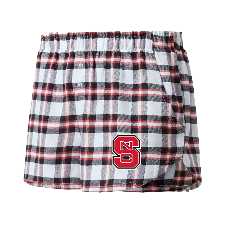 NC State Wolfpack Women's Black/Red Block S Sienna Flannel Shorts