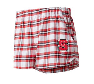 NC State Wolfpack Women's Red/White Block S Sienna Flannel Shorts