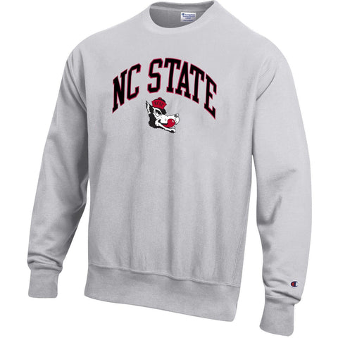 NC State Wolfpack Champion Youth Grey Slobbering Wolf Reverse Weave Crewneck Sweatshirt