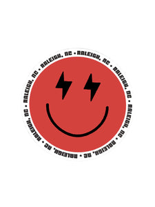 3.5" Raleigh Lightning Smiley Face Rugged Sticker