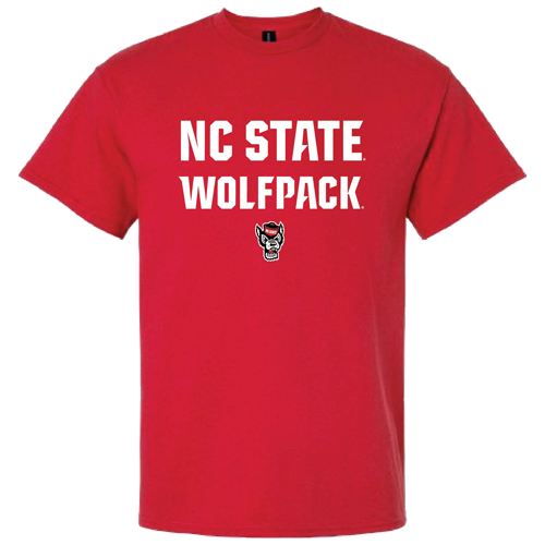 NC State Wolfpack Red Wolfhead Stacked Wordmark T-Shirt