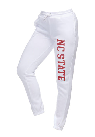 NC State Wolfpack Women's White Lightweight Jogger Sweatpants