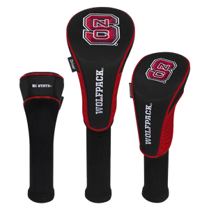 NC State Wolfpack Black Set of 3 Golf Headcovers
