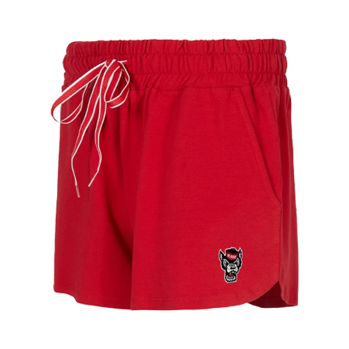 NC State Wolfpack Women's Red French Terry Wolfhead Shorts