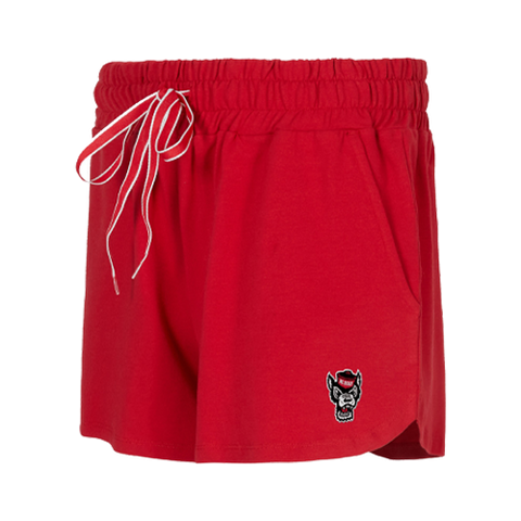 NC State Wolfpack Women's Red French Terry Wolfhead Shorts