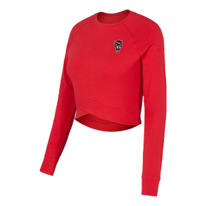 NC State Wolfpack Women's Red French Terry Long Sleeve Crop Top
