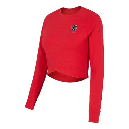 NC State Wolfpack Women's Red French Terry Long Sleeve Crop Top