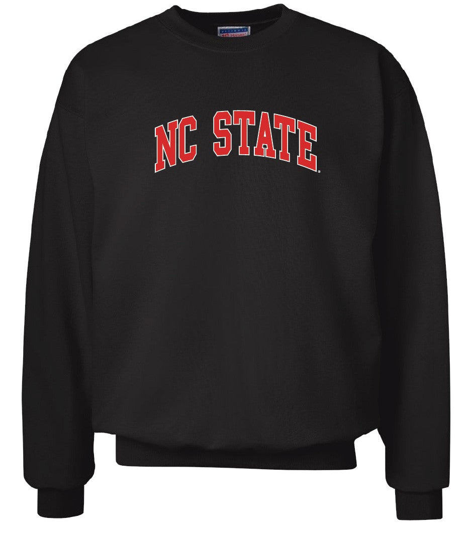 NC State Wolfpack Black Arched NC State Fleece Crewneck Sweatshirt
