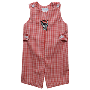 NC State Wolfpack Vive La Fete Gingham Boys Embroidered Wolfhead John John