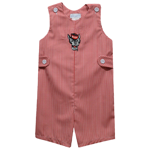 NC State Wolfpack Vive La Fete Gingham Boys Embroidered Wolfhead John John