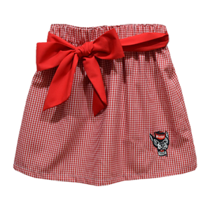 NC State Wolfpack Vive La Fete Gingham Girls Embroidered Wolfhead Sophie Skirt