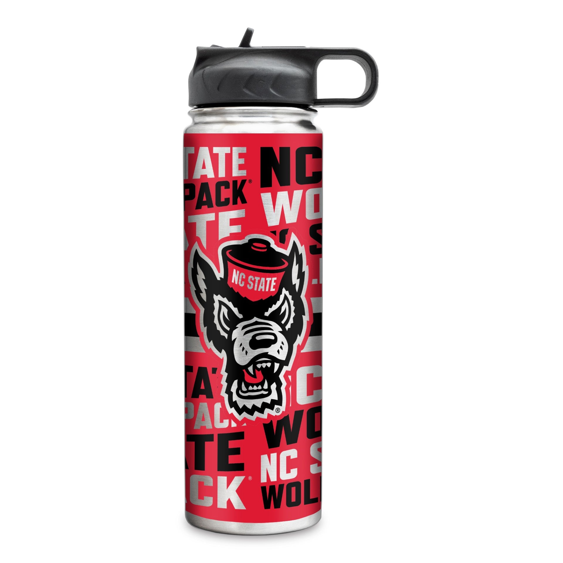 NC State Wolfpack 22oz Stainless Steel Water Bottle w/Straw Lid