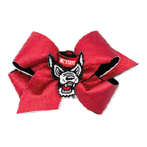 NC State Wolfpack Red Wolfhead Glitter Hair Bow