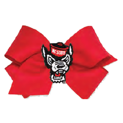 NC State Wolfpack Large Red Wolfhead Hair Bow