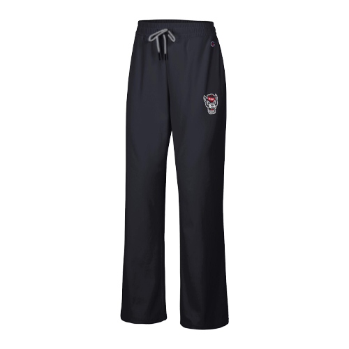 NC State Wolfpack Women's Champion Black Wolfhead Soft Sueded Wide-Leg Pant