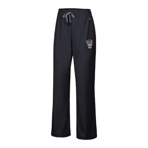 NC State Wolfpack Women's Champion Black Wolfhead Soft Sueded Wide-Leg Pant