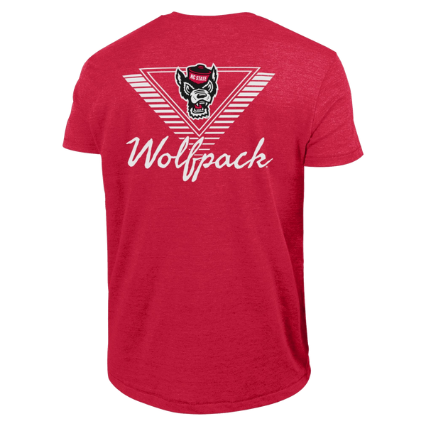 NC State Wolfpack Champion Scarlet Wolfhead Triblend Triangle Logo T-Shirt