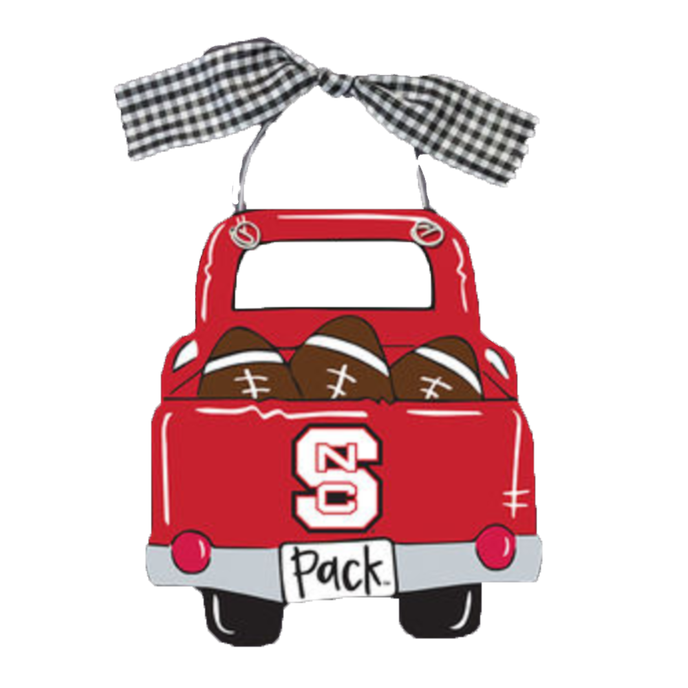 NC State Wolfpack Red Truck Christmas Ornament