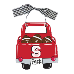 NC State Wolfpack Red Truck Christmas Ornament