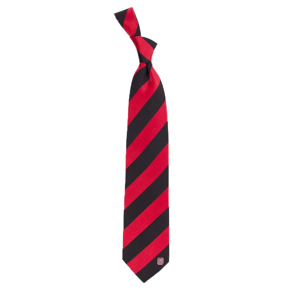 NC State Wolfpack Red and Black Striped Regiment Tie