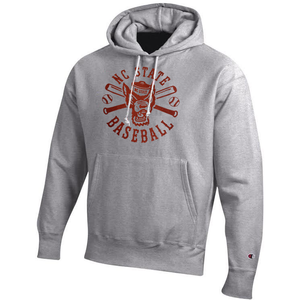 NC State Wolfpack Champion Grey Wolfhead Baseball Hooded Sweatshirt
