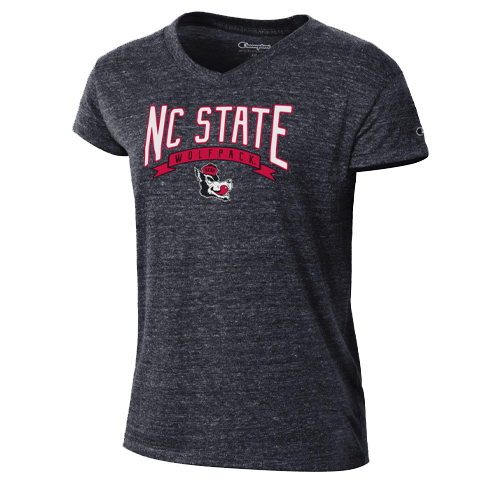 NC State Wolfpack Women's Black Champion Triumph V-Neck Vault T-Shirt