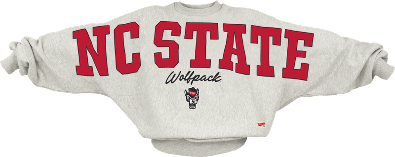 NC State Wolfpack Women's Athletic Heather Grey Flannigan Dolman Oversized Crewneck