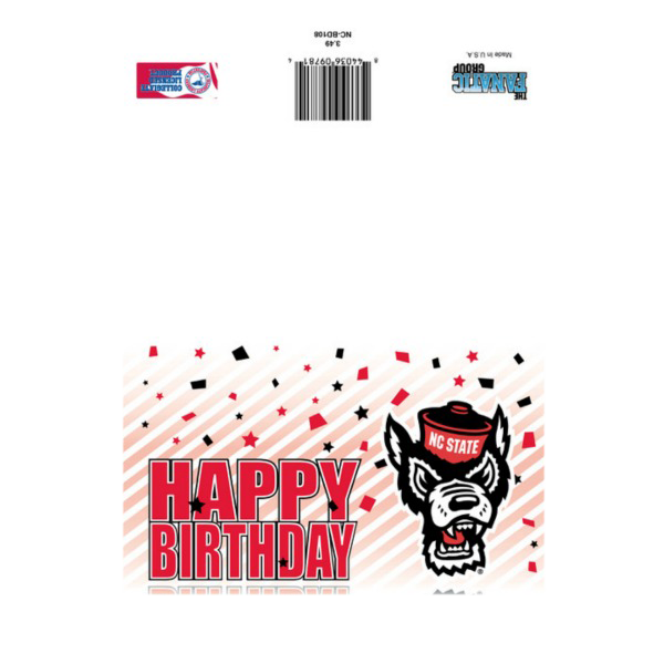 NC State Wolfpack Happy Birthday Confetti Wolfhead Card