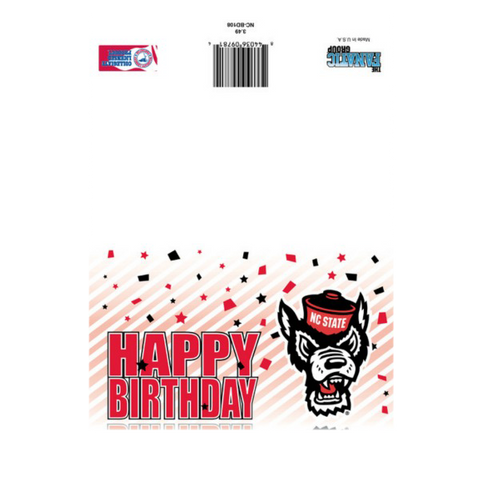 NC State Wolfpack Happy Birthday Confetti Wolfhead Card