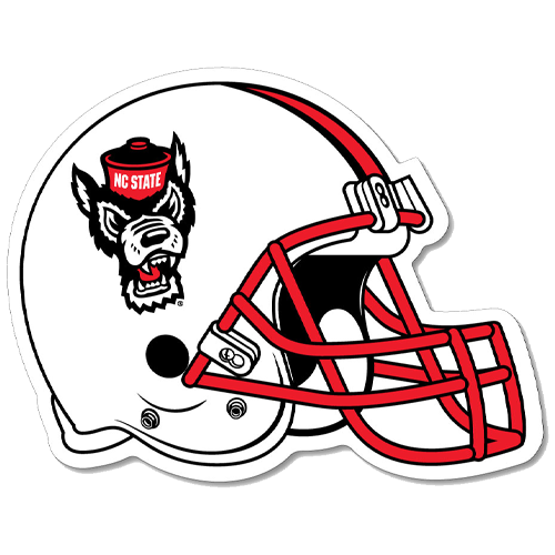 football crest with helmet NC State Wolfpack White Wolfhead Football Helmet Decal – Red and White Shop