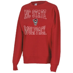 NC State Wolfpack Women's Red Wolfhead Outline Crewneck
