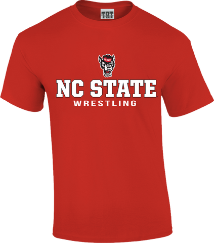 NC State Wolfpack Red Wolfhead Wrestling T-Shirt