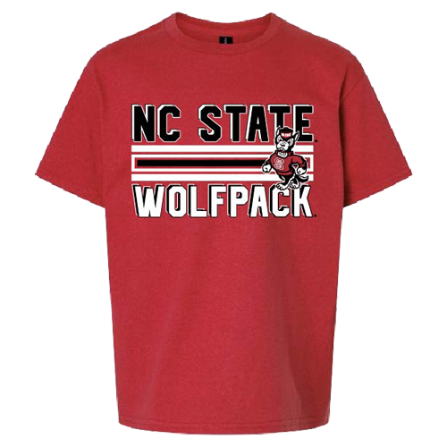 NC State Wolfpack Youth Red Strutting Wolf Stripes T-Shirt